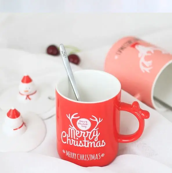 

creative Christmas coffee cup Custom printing mug christmas snowman shaped ceramic coffee cup with handle for kids christmas
