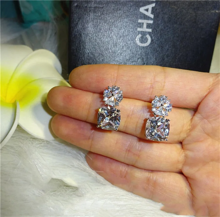

Classic Luxury Exquisite Zircon Stone Earrings for Women Wedding Drop Dangle Earrings Wedding Jewelry