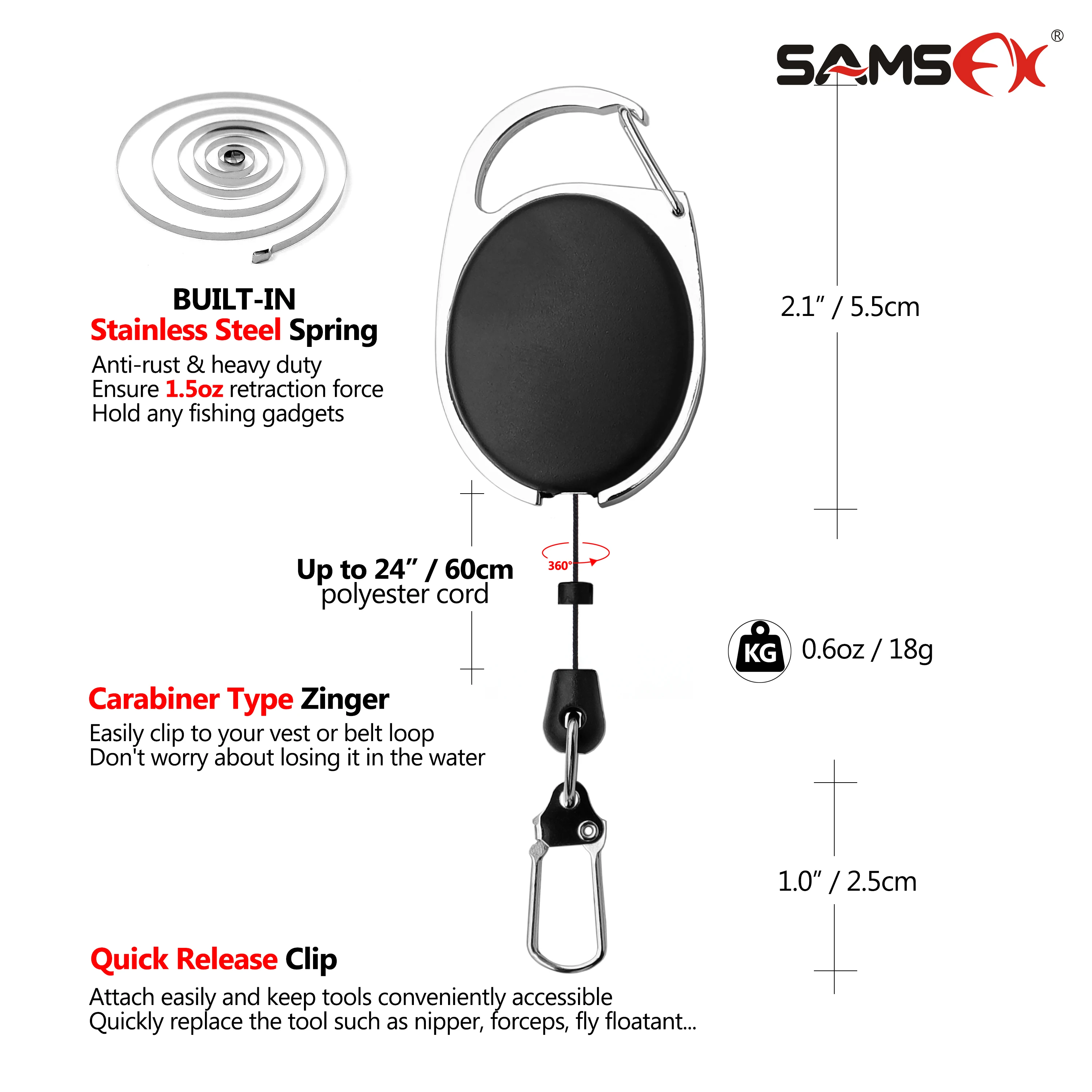 Samsfx 3pcs Quick Release Spring Clip For Tools Holder Retractable Reel ...