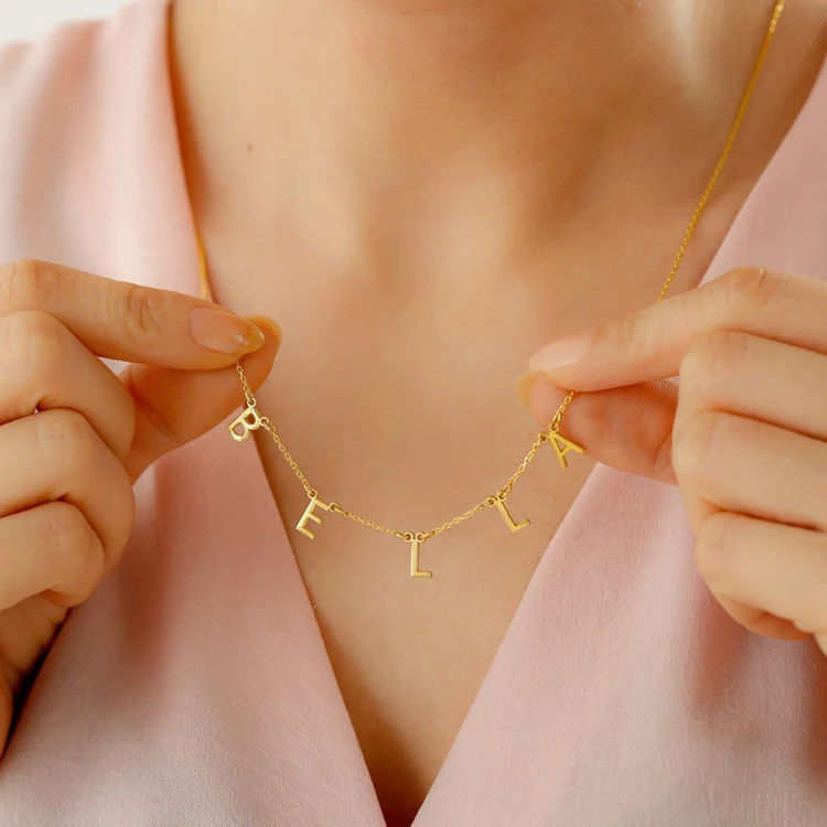 

Wholesale personalized custom name letter initial stainless steel necklace, Gold/rose gold/steel color