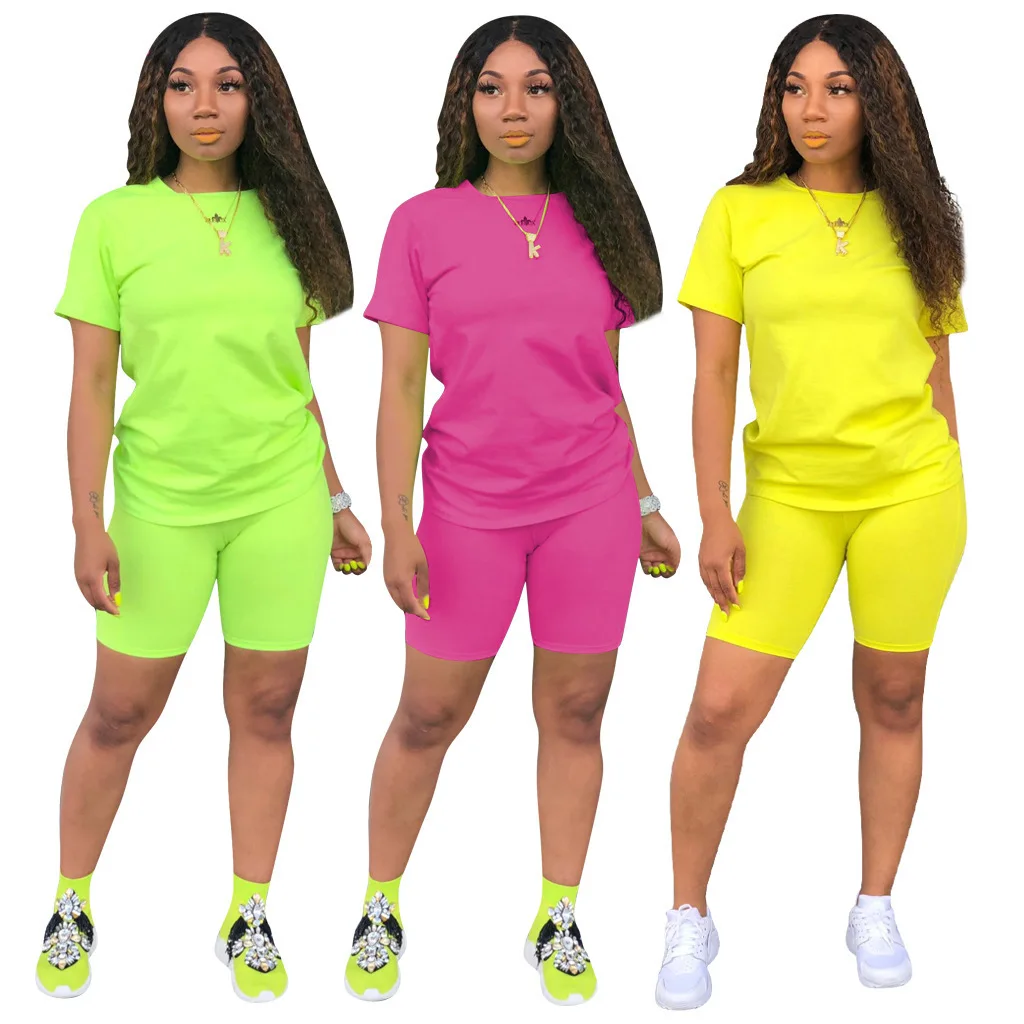 

New product ideas 2021 Sexy Club Plus Size Women Clothing Short Sleeve Cotton Womens Two Piece Outifit, Picture shows