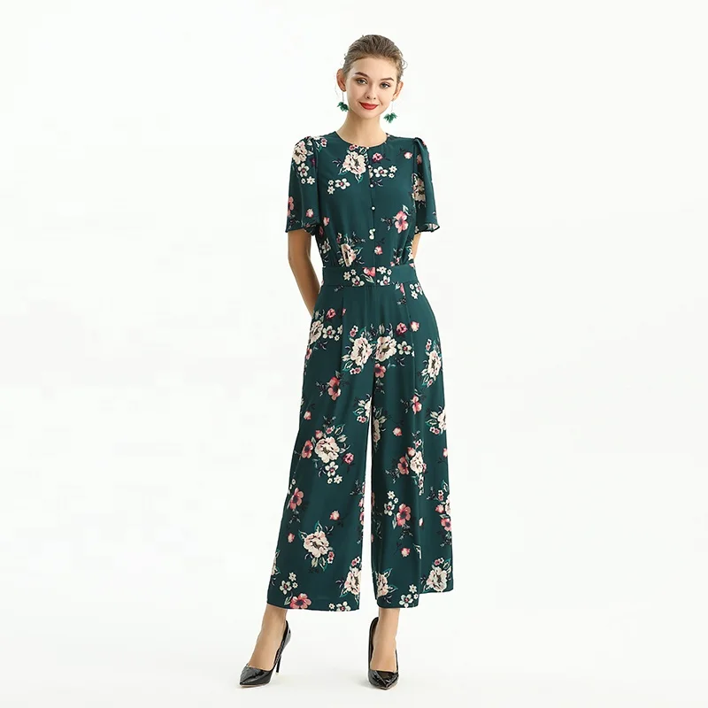 

R160 Spring Summer Autumn High Quality Fashion Elegant Printing Long Casual Career Evening Women Jumpsuits