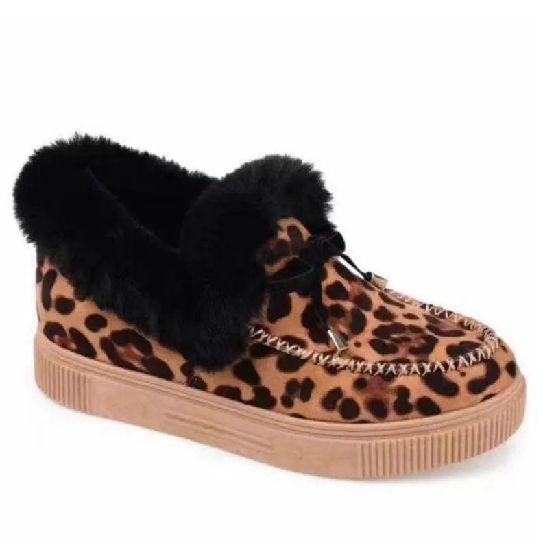 

Winter bow warm cotton shoes flat bottom large women's Woolen shoes