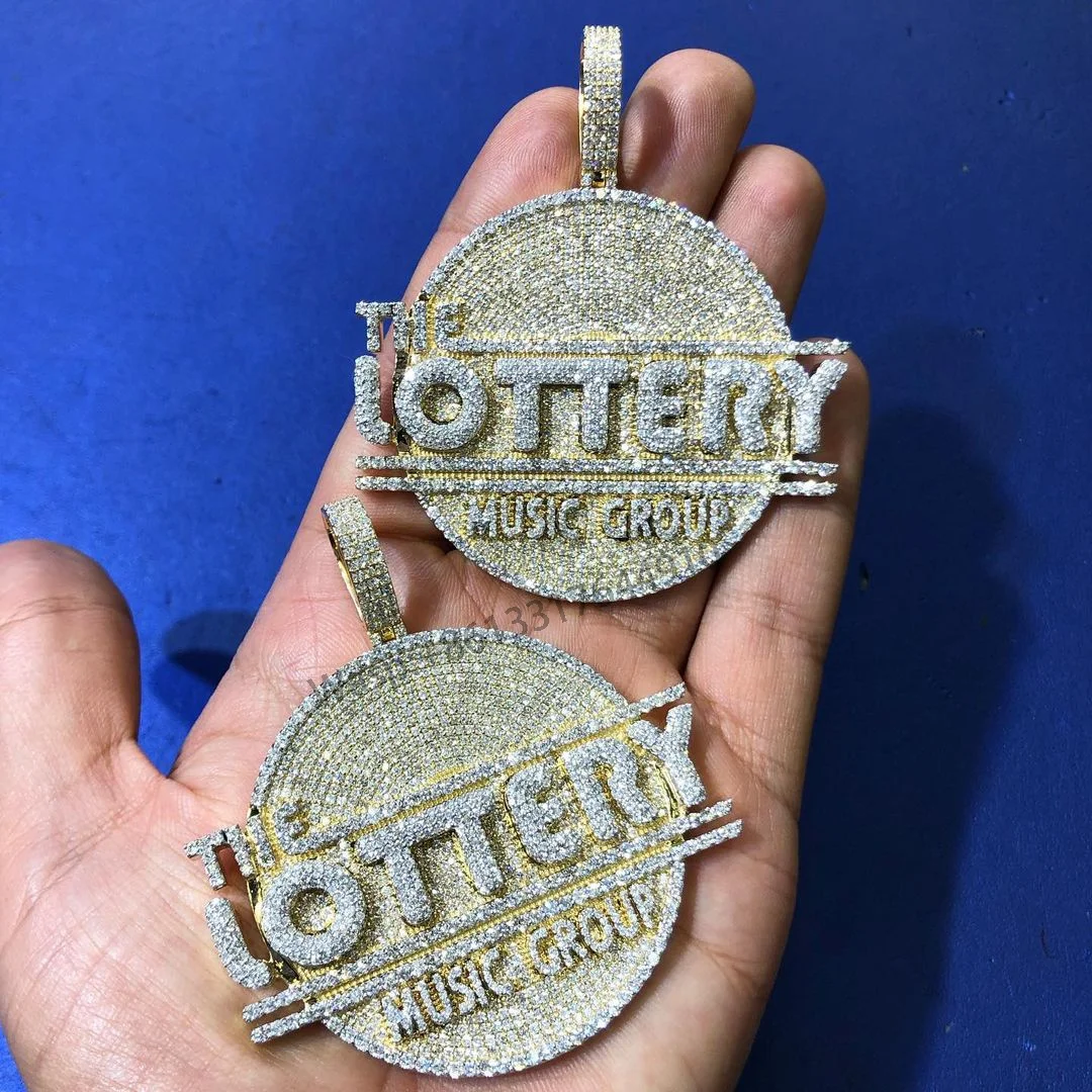 

Rapper Hip Hop Full Iced Out S925 Moissanite Round Plate Logo Custom Pendant