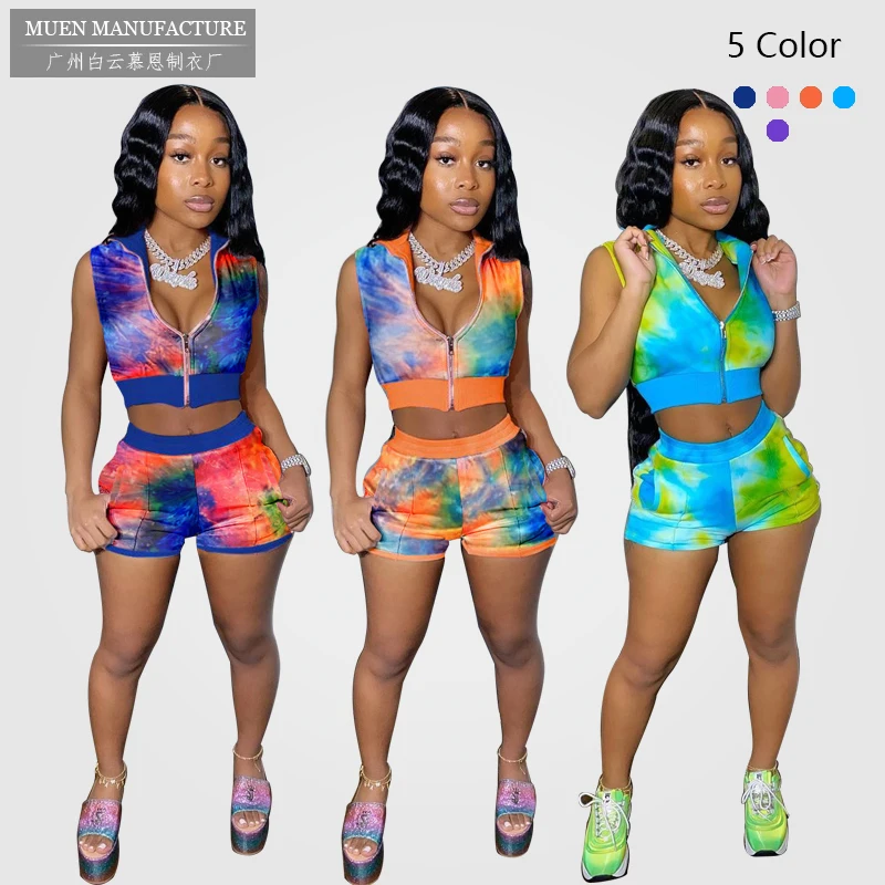 

N1183 2021 new arrival summer women two piece sets print women sets