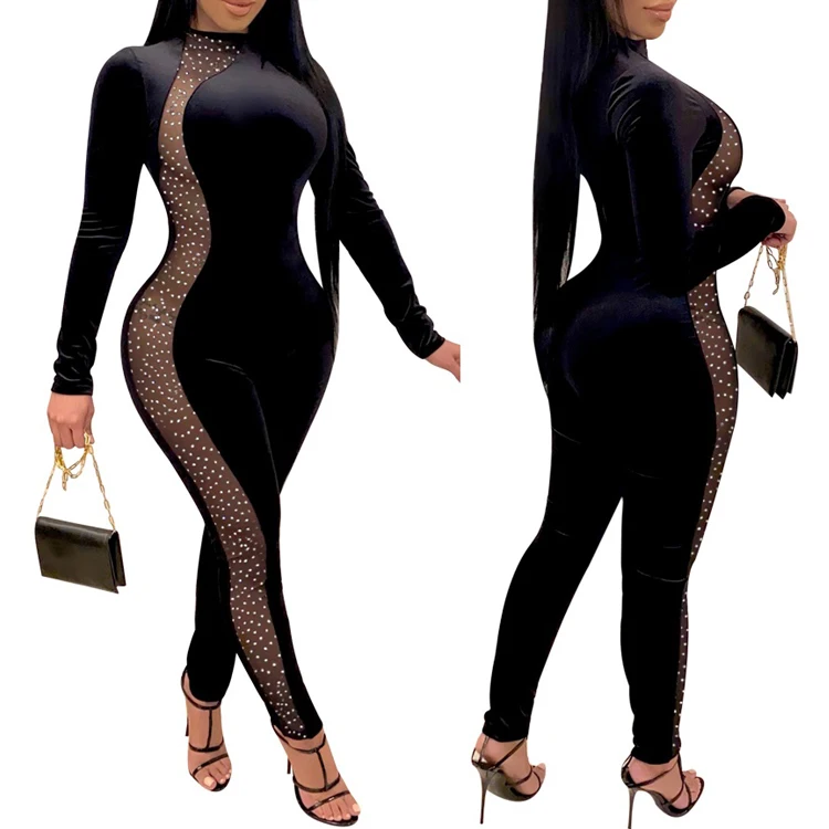 

Wholesale 2021 spring women clothing black mesh jumpsuit NY_2066