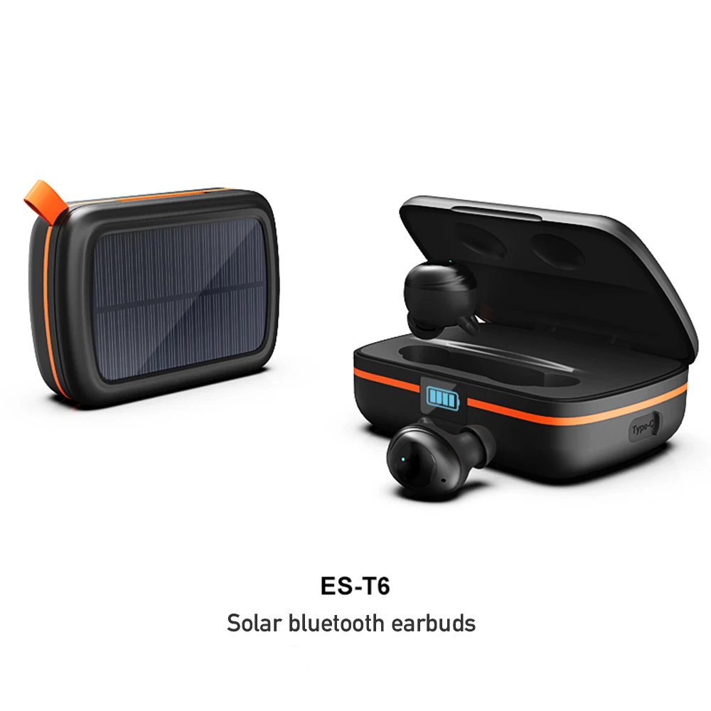 

Solar Earbuds Wireless TWS Earbuds with Charging Case Solar Panel Charging Waterproof Portable Outside