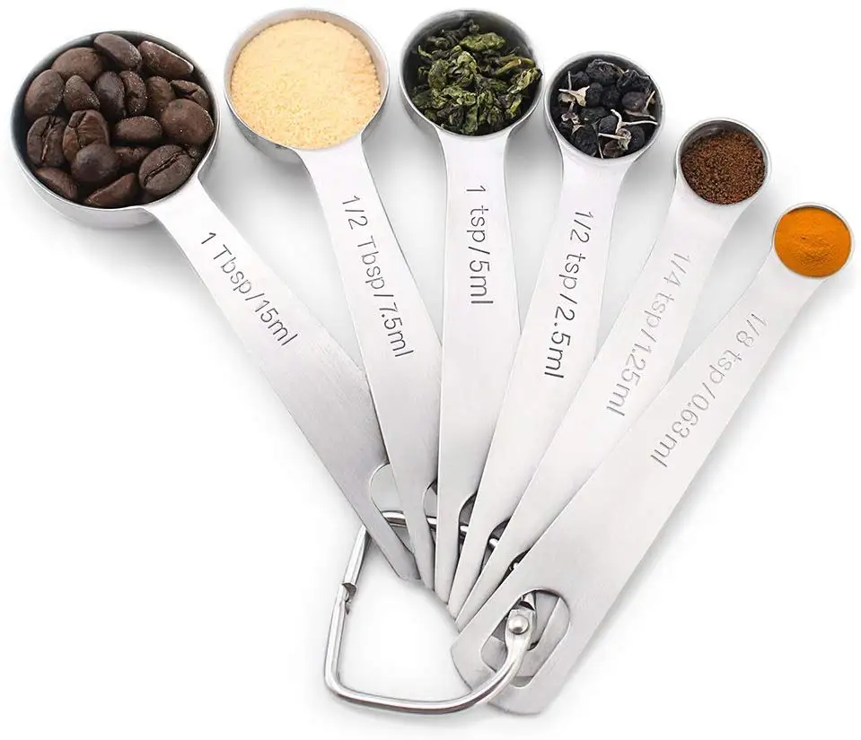 

Stainless Steel Measuring Spoons Set of 6 for Measuring Dry and Liquid Ingredients