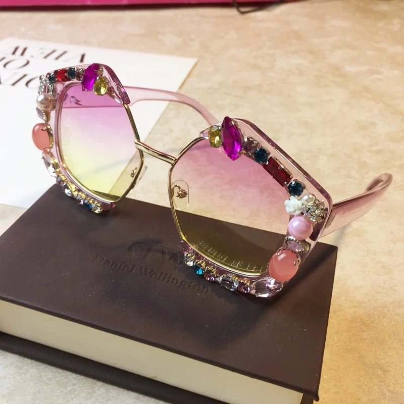 

Oversized Women Sunglasses Luxury Brand Cat Eye glasses half frame Rhinestone Sunglasses men Vintage shades Oculos UV400