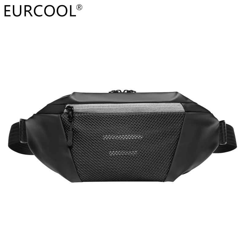 

2021 Eurcool Outdoor High Quality Messenger Sling Chest Belt Pouch Fanny Pack Bum Hip Bags Leather Waist Bag Men, Black or customized