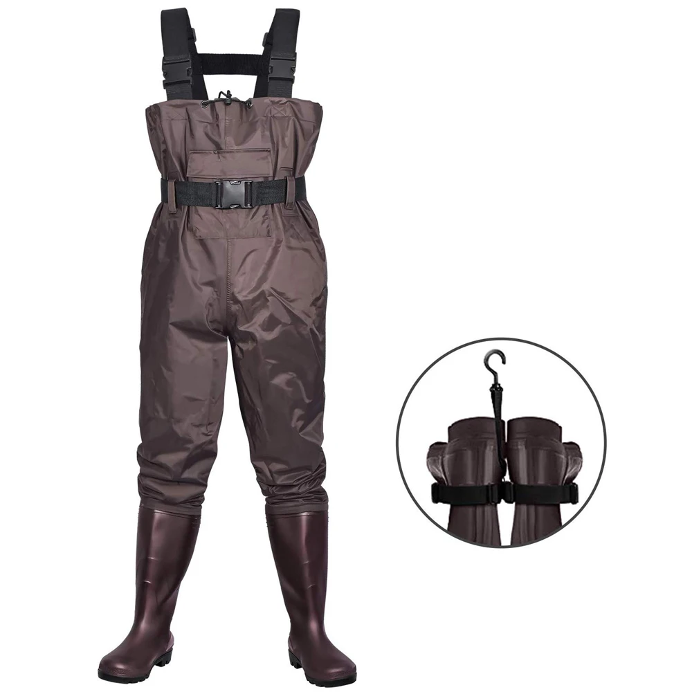 
Hip wader, lightweight hip boot for Men and Women, 2 Ply PVC/Nylon fishing hip wader (Green and Brown) B07 