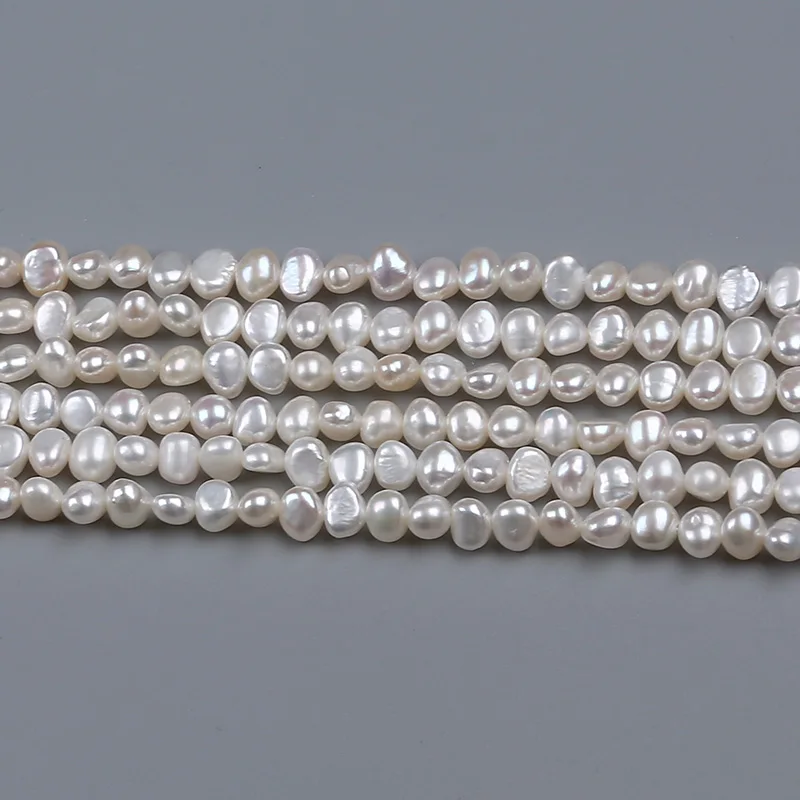 

5-6mm Real Natural Freshwater Pearls Bead Baroque Loose Strand Jewelry Making, White