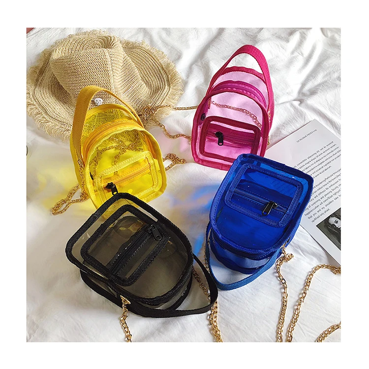

Women Clear PVC Shoulder Bags Candy Color Children Jelly Bags Transparent Purse Laser Handbags sac a main Crossbody Bag Backpack