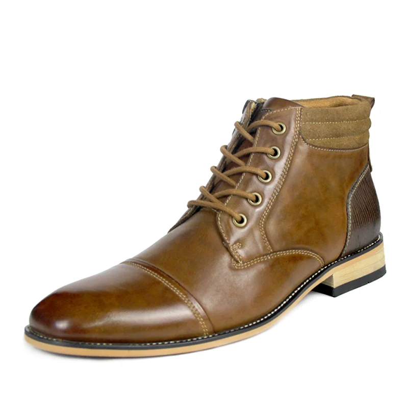 

Hot Selling New Trend Wholesale Large Size Men's Leather Shoes Casual High-top Lace Up men's Martin boots