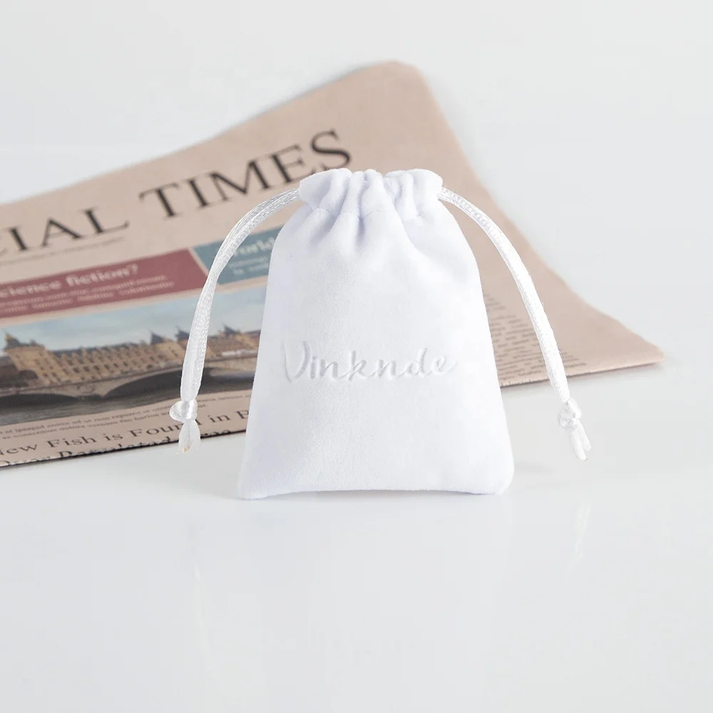 7x9cm Wholesale White High End Mini Velvet Pouch Travel Bags Jewelry Drawstring Gift Pouch Bag