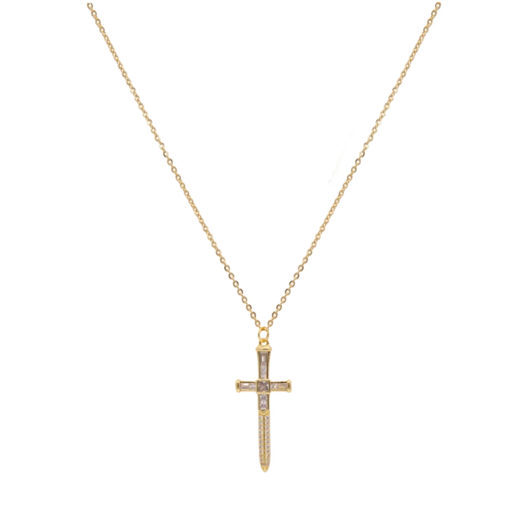 2022 Dazan New Winter 18k Gold Plated High Color Retention Stainless Steel Cross Pendant Necklace Stacking Style For Women Man