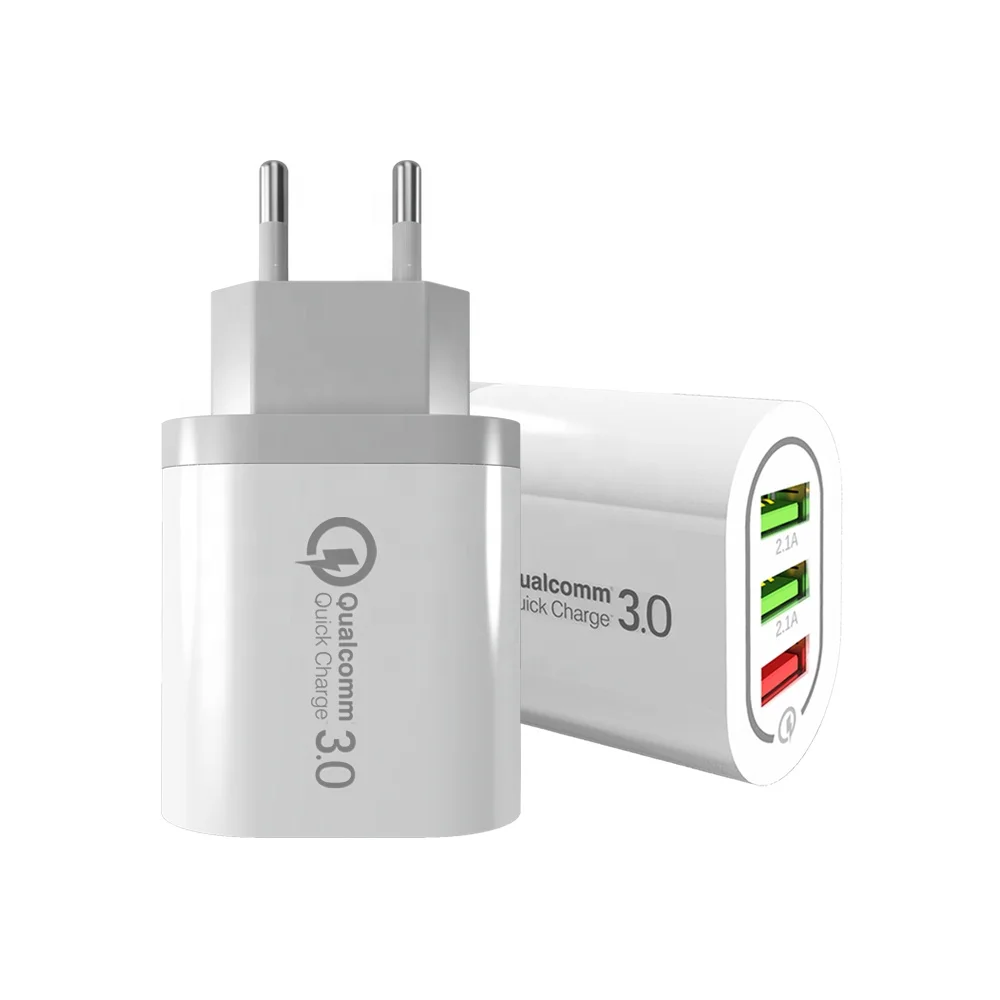 

QC3.0 Quick Charge 3 USB Ports Multiple Security Phone Charger Power Adapter, Black, white