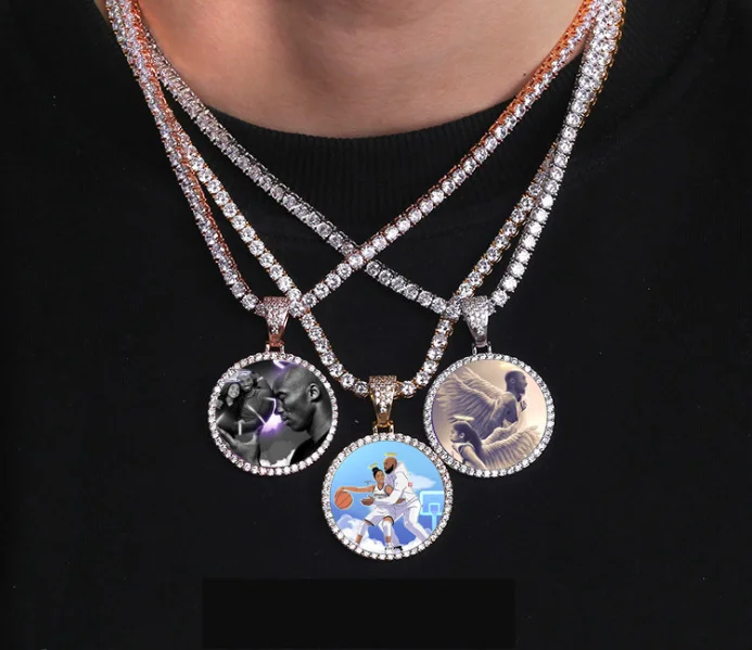 

jialin jewelry hip hop mens gold plated diamond DIY custom iced out lights wing necklace picture pendant