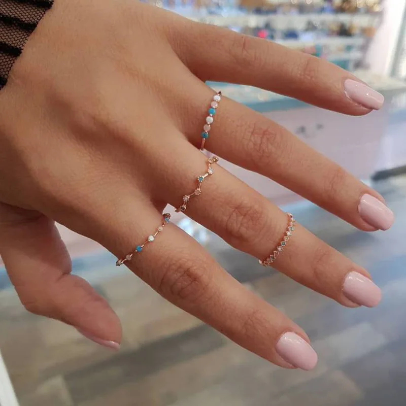 

New Arrival Boho Ring Set Bohemian Simple Joint Knuckle Carved Finger Rings for Women Fashion 4-piece Ring Jewelry Set