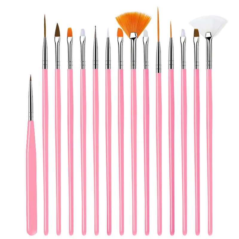 

Misscheering Professional Salon Nail Set 15pcs Painted Carving Pens Nail Brush Nail Tools