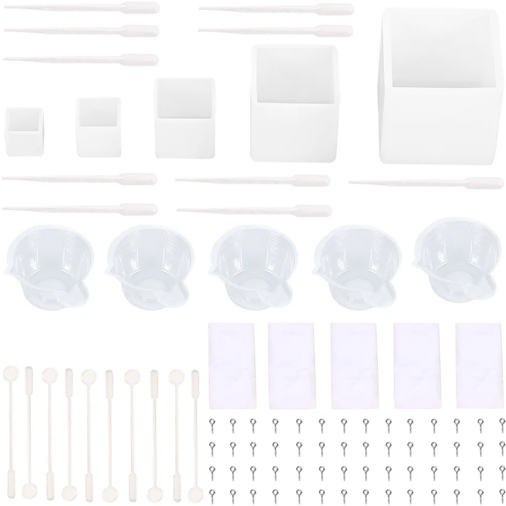 

135 Piece Set of Diy Crystal Glue Tool Set Cube Dropper Stirring Stick Cup Glove Croissant Making Handicraft Mould Accessories