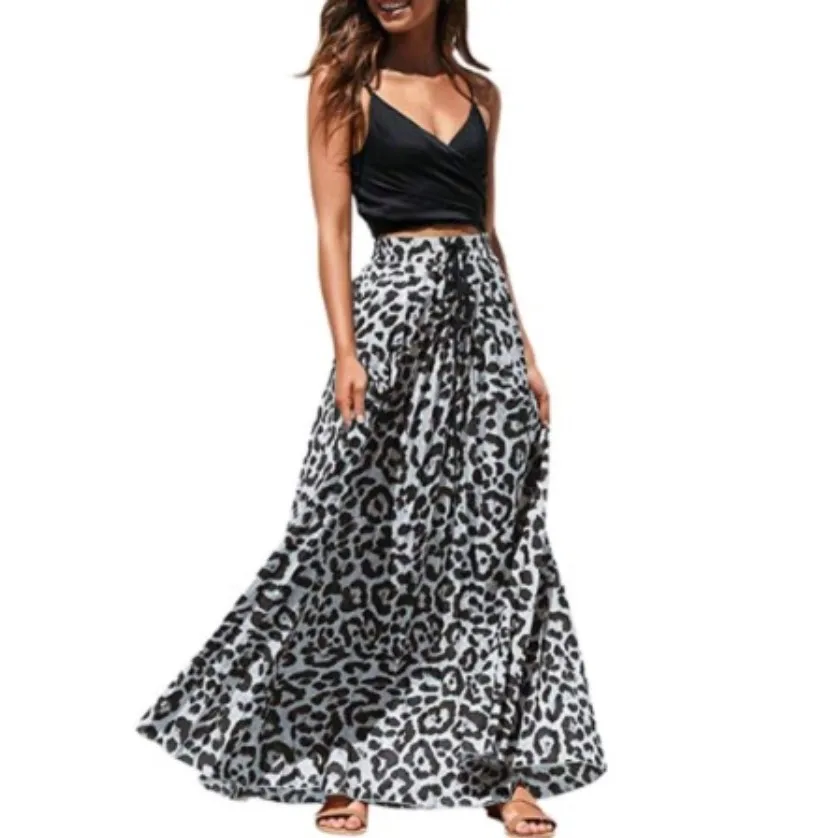 

2021 Hot Sale Gold Velvet Leopard Print Big-line A-line Skirt For Ladies