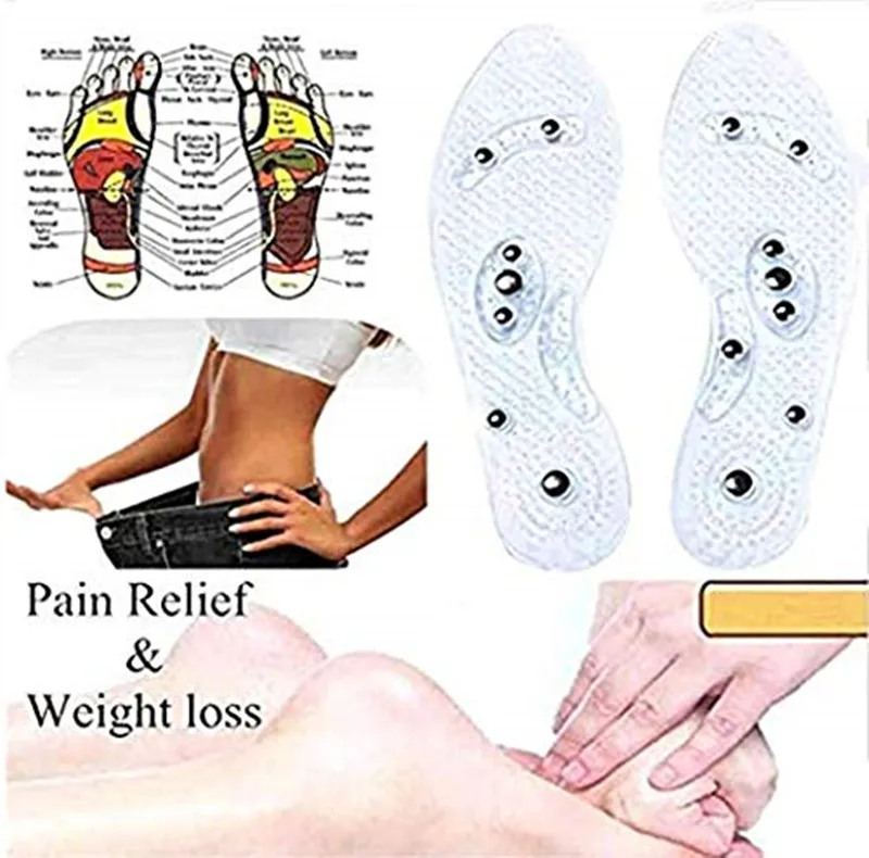 

Amazon insole supplier magnet insert therapy reflexology message shock absorb magnetic insole, Clear,blue