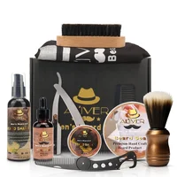 

ALIVER 12 in 1 Men's Beard Grooming Kit With Beard shampoo balm Oil soap Brush Dual Combs Bib packaging box