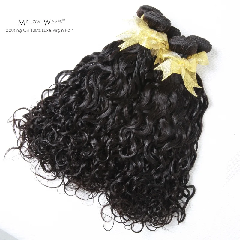 

Wholesale Indian brazilian unprocessed Human Hair Water Wave curly Bundles With Lace Closure 12a grade hair vendor hair peruvian, Natural colors