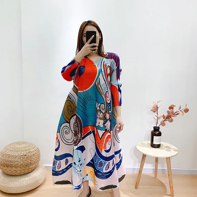 

korean fashion ladies pleated plus size vintage floral casual kaftan dresses 100% polyester long sleeve woman african dress, As shown