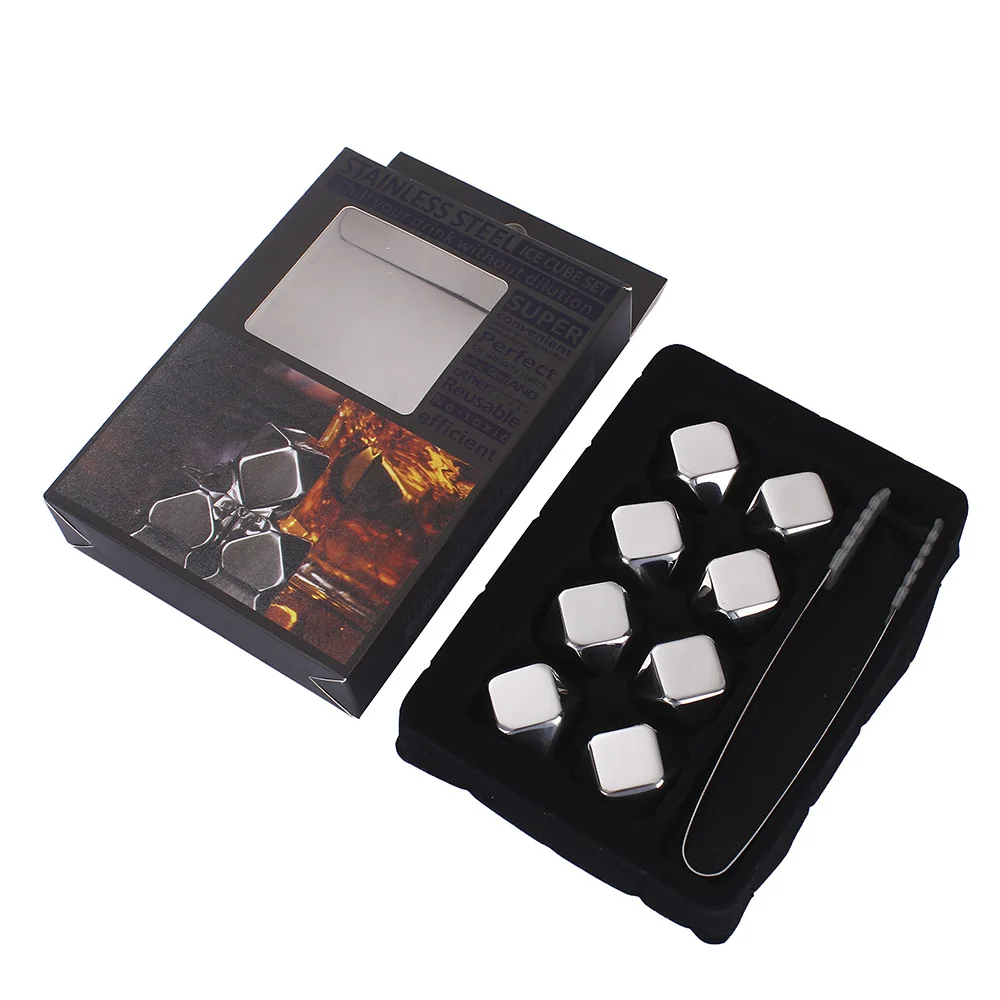 

Amazon Top Seller 2021 Beverage Cooler Stones Whiskey With Ice Cube Box steel cubes stainless steel ice