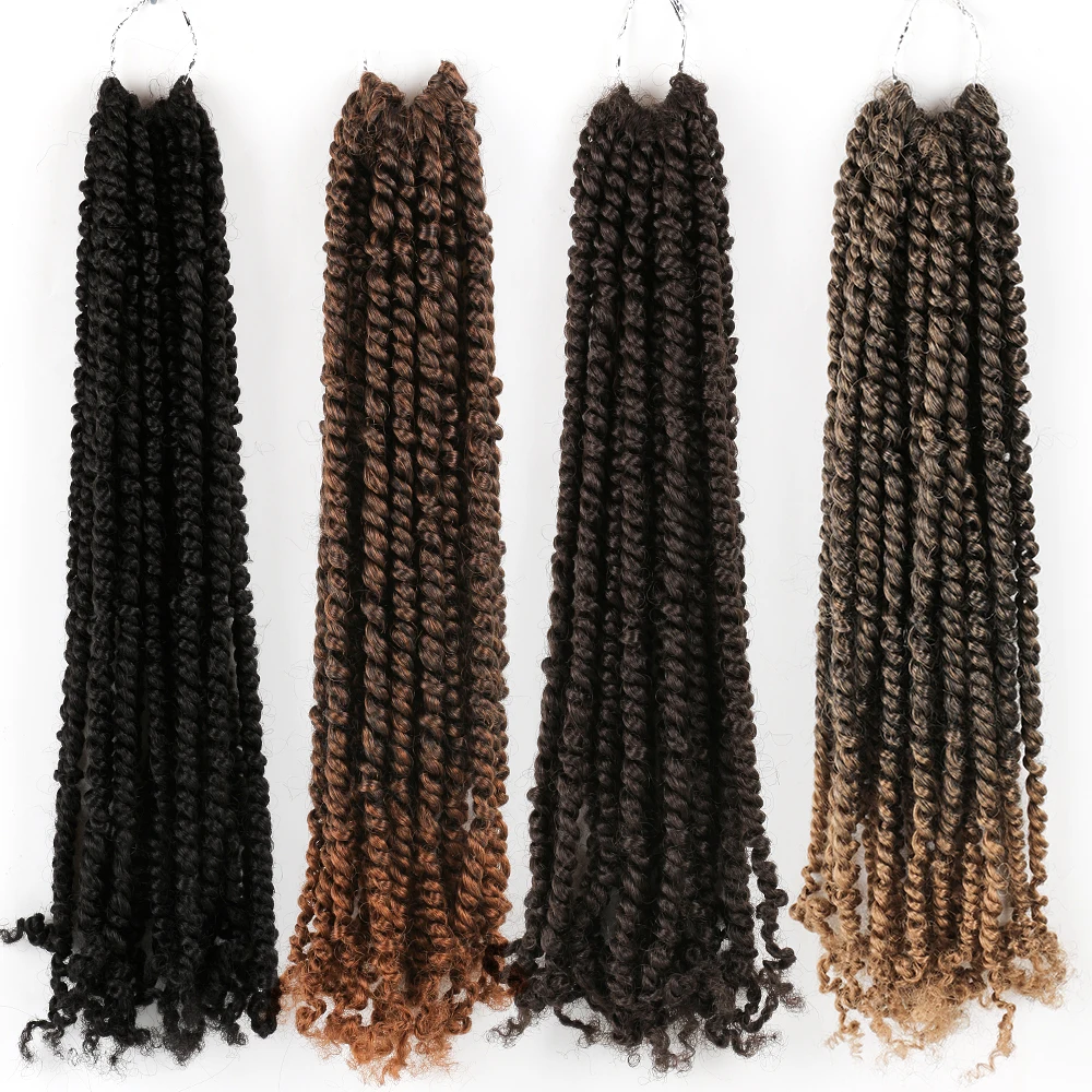 

Alileader 18" 100g 20 Strands/pcs Synthetic Pre Twisted Passion Twist Crochet Hair, 1b#, 4#, t1b/27#, t1b/t30#