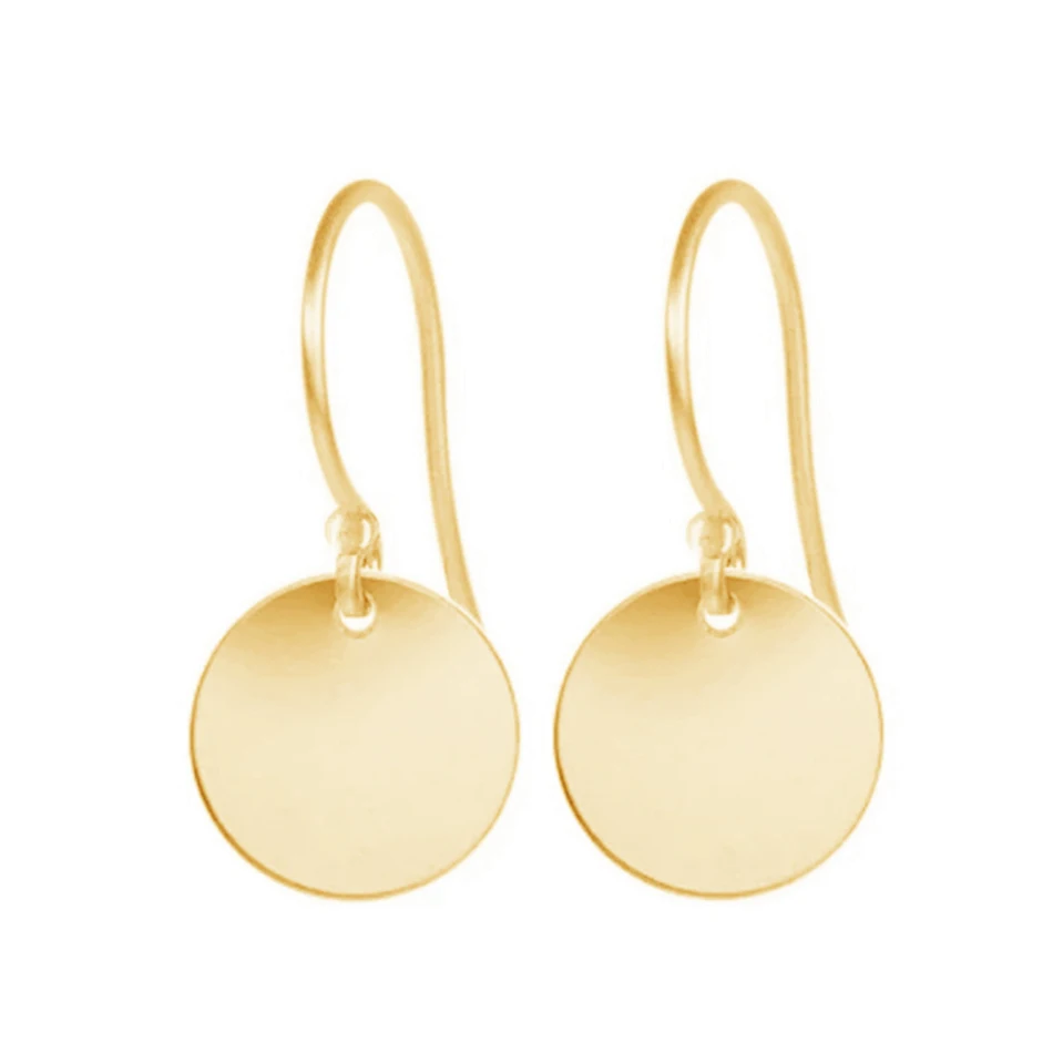 

wholesale women simple jewelry earrings 18k gold plated fashion 925 sterling silver disc drop earrings