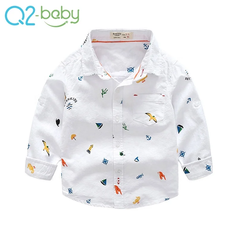 
New spring autumn wild boy shirt blouse children fashion flower cotton kids clothing alsy030 