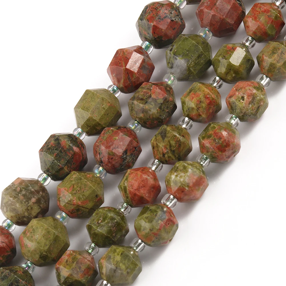 

Natural 8/10MM Faceted Olive Shape Unakite Jaspers Stone Beads For Bracelet Jewelry DIY Jewelry