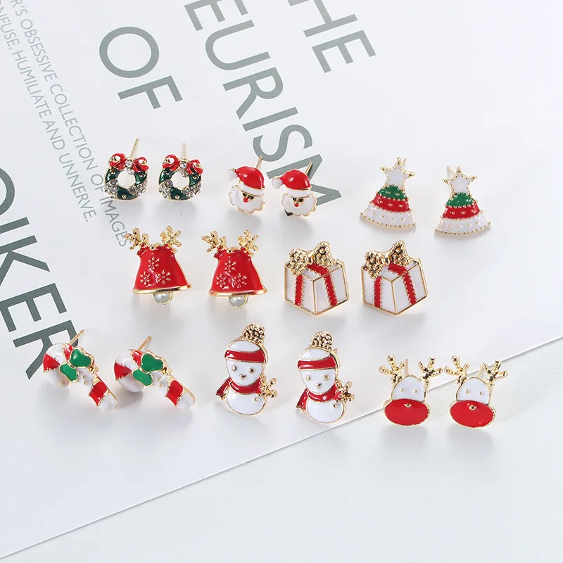 

Bestseller holiday gifts Christmas ear stud rush stock Santa Claus series earrings