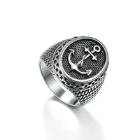 

Jiushang retro navy boat anchor style titanium steel hip hop fashion vintage punk jewelry mens ring