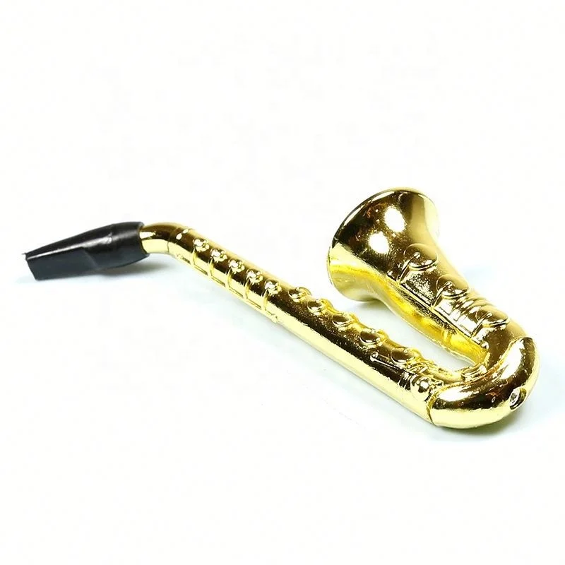 

Creative Saxophone Shaped Metal Pipe Length 97mm Smoking Pipe jhcentury, Picture