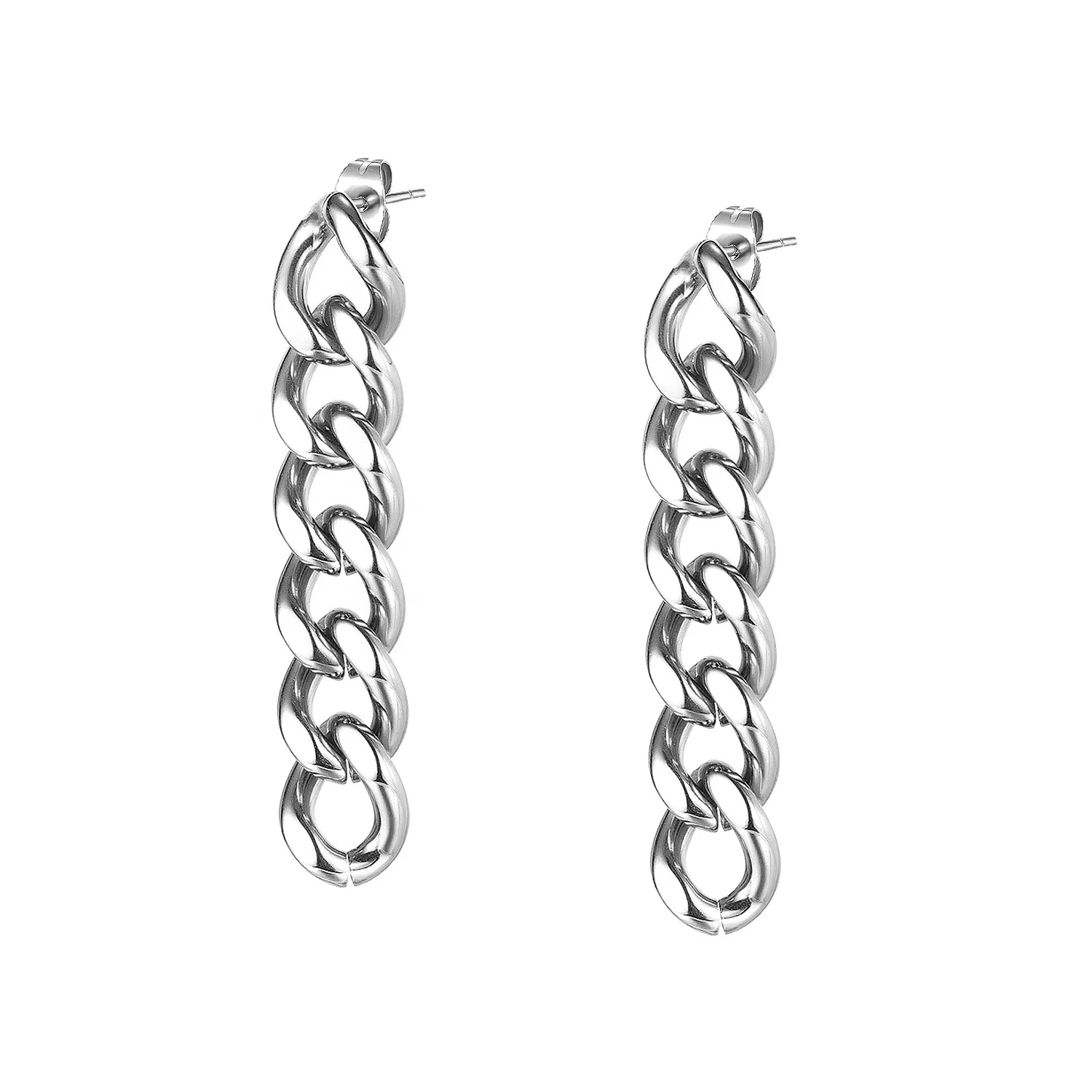 

Statement Women Rock Style Jewelry 316L Stainless Steel Chain Earring, White, rose gold