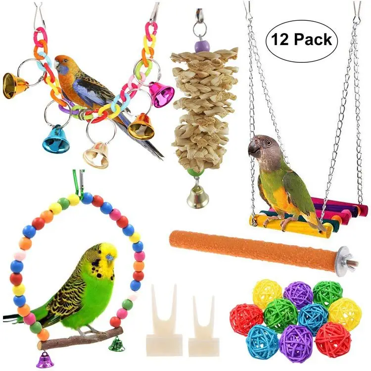 

12 items in 1 pack Parrots Accessories bird cage toys swing Slide bridge decor ladder bird training accessories