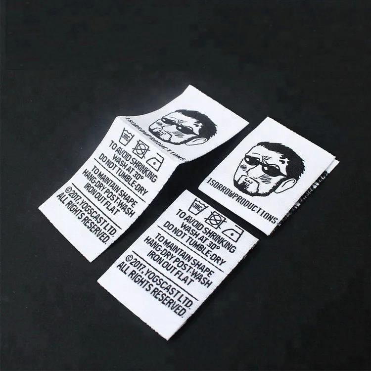 Chic Fashion Design Custom Brand Logo Woven Folded Clothes Label For Shirts Buy Design Custom Instruction Brand Name Logo Center Fold Garment Woven Wash Care Label For T Shirts Manufacture Cheaper