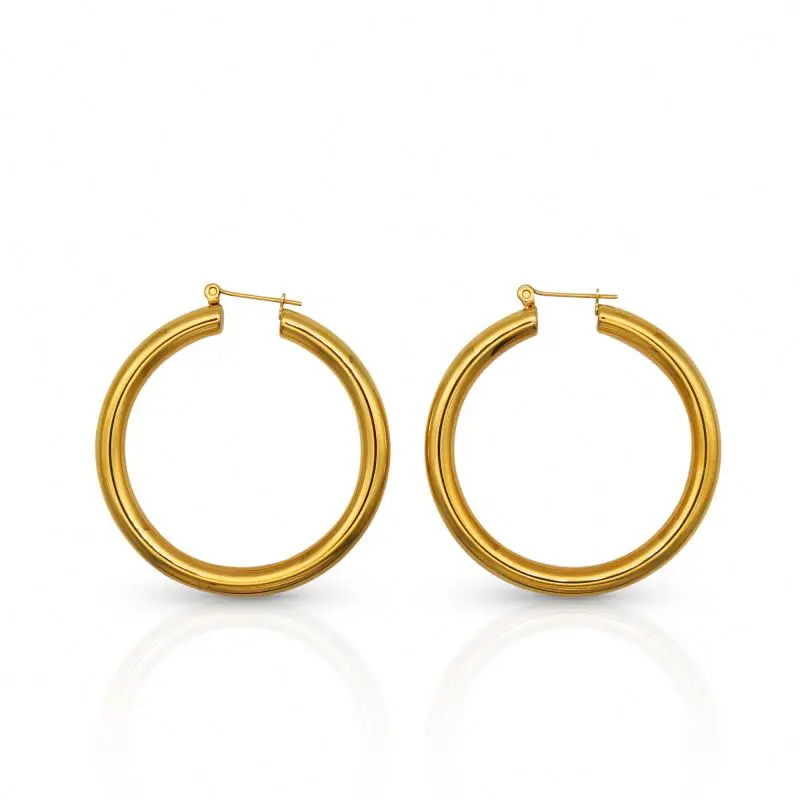 

Chris April fashion in stock 316L Stainless Steel PVD gold plated minimalist glossy hoop earring