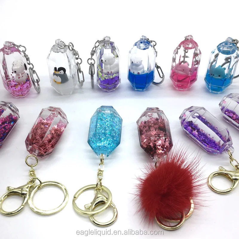 Fashionable Liquid Keychains Custom Acrylic Floating Keychain Water ...