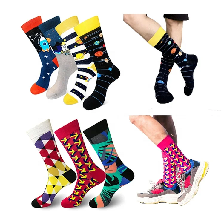 

Rts stock wholesale cheap vivid cotton colorful funny sock design men dress socks, Custom color