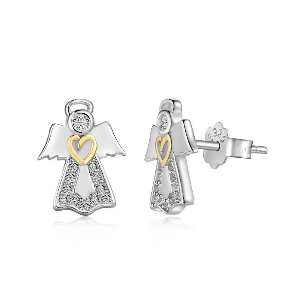 Dylam Sterling Silver 925 Designer Elegant Cz Cubic Zirconia Heart Earring Wholesale Dangle Vintage Angle Earrings For Women