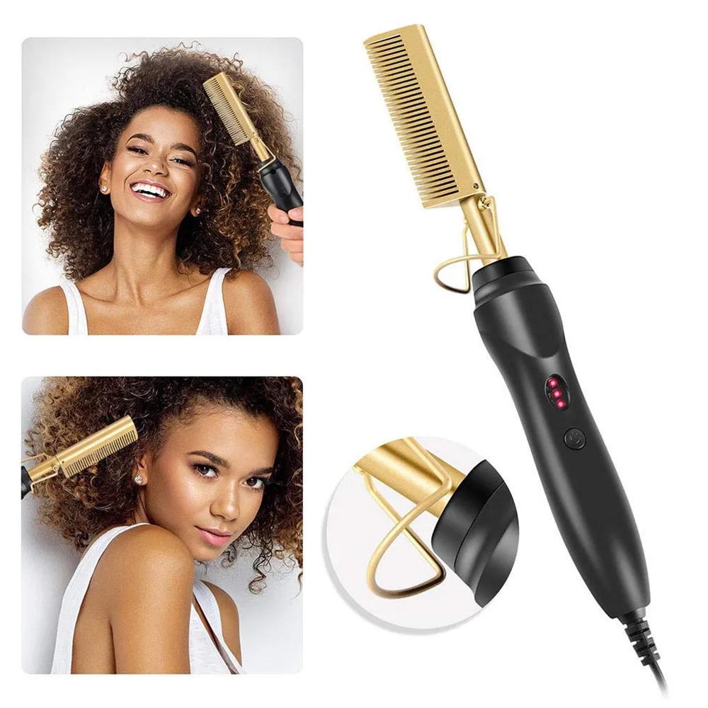 Custom 2in1 Hair Straightening Culring Electric Hot Comb For Wholesale