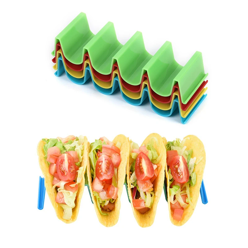 

Wholesale price Food Grade Colorful Plastic Stand Storage Rack Set of 6 Plastic Taco Holder, Red,blue,yellow,green