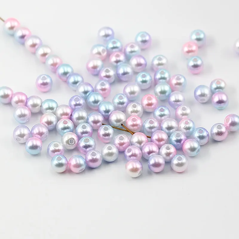 

6mm-12mm Gradient Colors ABS Vintage Style Smooth Round Holes Loose Beads Pearls for Necklace Bracelet DIY Accessories
