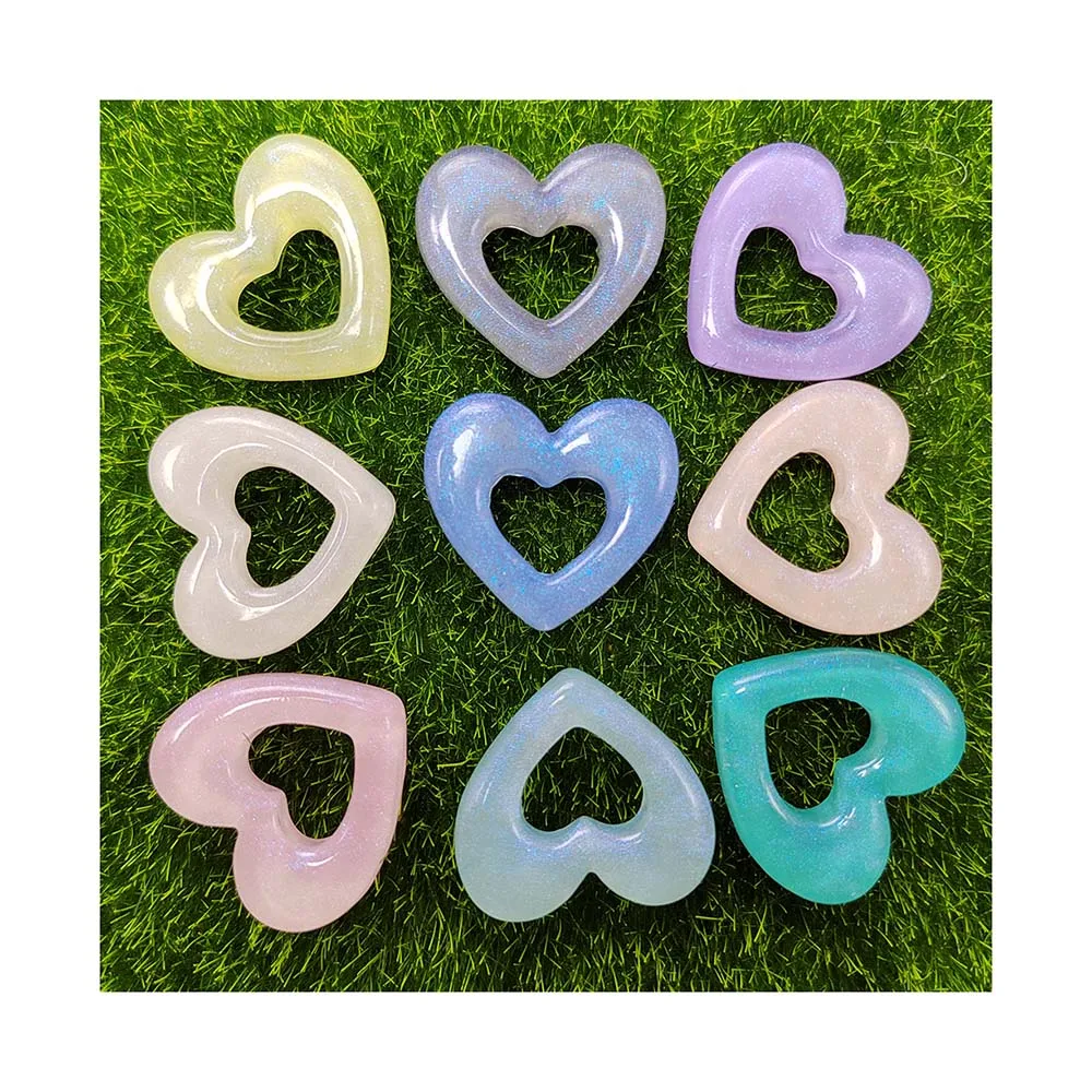 

Resin Charms Hollow Heart Frame Flat Back Cabochon Scrap Booking For Phone Decor Parts DIY Hair Bows Jewelry Crafts Accessories