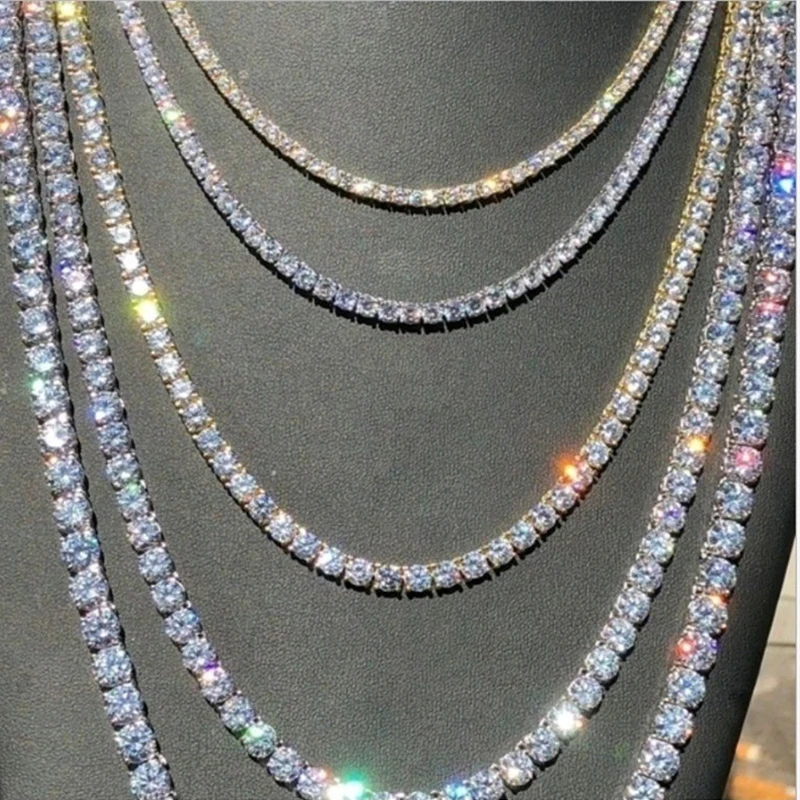 

Wholesale High Quality Simple Design Rhinestone Fashion Diamond Necklace Chain Fashion Tennis Necklace